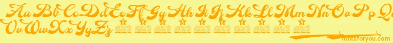 Dinasty Personal Use Font – Orange Fonts on Yellow Background