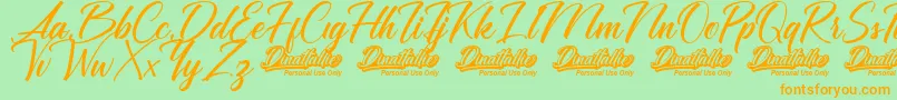 Dinattallie Personal Use Only-Schriftart – Orangefarbene Schriften auf grünem Hintergrund