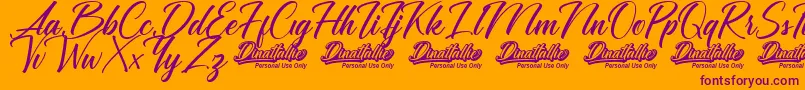 Dinattallie Personal Use Only Font – Purple Fonts on Orange Background