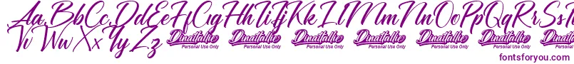 Dinattallie Personal Use Onlyフォントについての詳細 フォントDinattallie Personal Use Only – 白い背景に紫のフォント