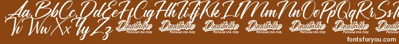 Шрифт Dinattallie Personal Use Only – белые шрифты на коричневом фоне