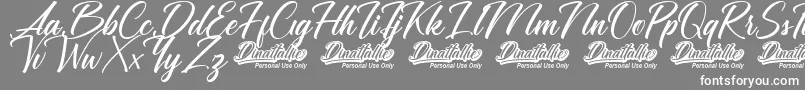 フォントDinattallie Personal Use Only – 灰色の背景に白い文字