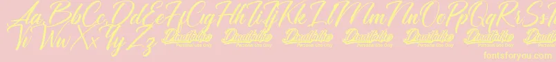 Dinattallie Personal Use Only Font – Yellow Fonts on Pink Background