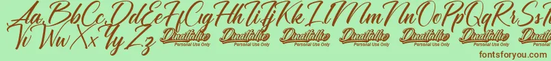 Dinattallie Personal Use Only-Schriftart – Braune Schriften auf grünem Hintergrund