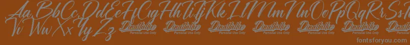 Dinattallie Personal Use Only-Schriftart – Graue Schriften auf braunem Hintergrund