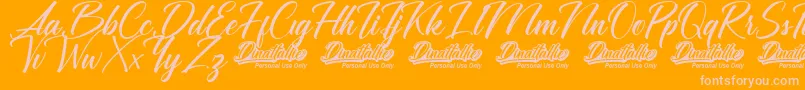 Dinattallie Personal Use Only Font – Pink Fonts on Orange Background