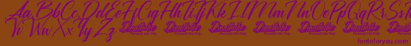 Dinattallie Personal Use Only Font – Purple Fonts on Brown Background