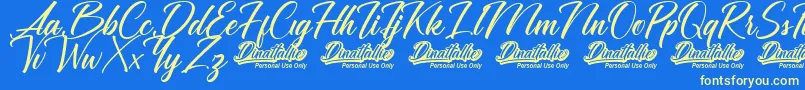 Fonte Dinattallie Personal Use Only – fontes amarelas em um fundo azul