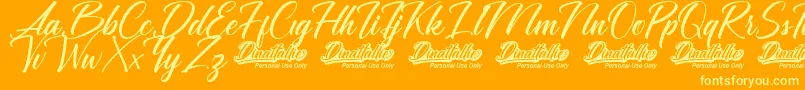 Dinattallie Personal Use Only Font – Yellow Fonts on Orange Background