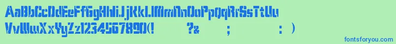KarenStencilDker Font – Blue Fonts on Green Background