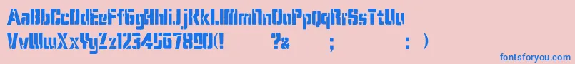 KarenStencilDker Font – Blue Fonts on Pink Background