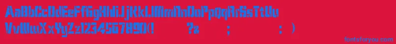 KarenStencilDker Font – Blue Fonts on Red Background