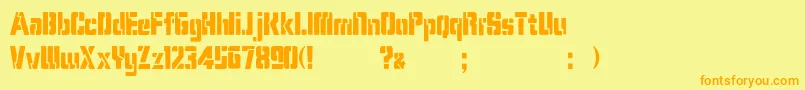 KarenStencilDker Font – Orange Fonts on Yellow Background