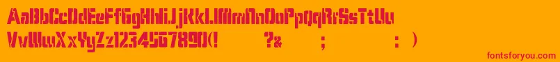 KarenStencilDker Font – Red Fonts on Orange Background