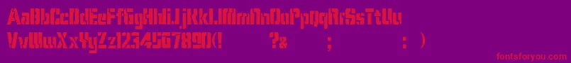 KarenStencilDker Font – Red Fonts on Purple Background