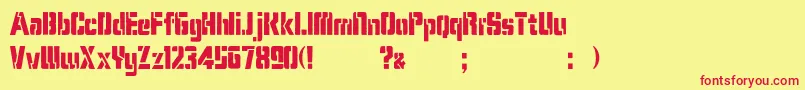 フォントKarenStencilDker – 赤い文字の黄色い背景
