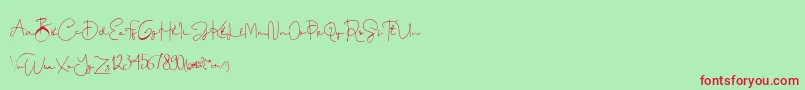 Dinda Font – Red Fonts on Green Background