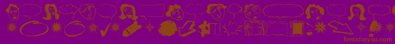 フォントDINGB    – 紫色の背景に茶色のフォント