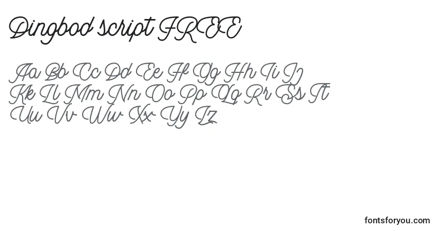 Dingbod script FREEフォント–アルファベット、数字、特殊文字