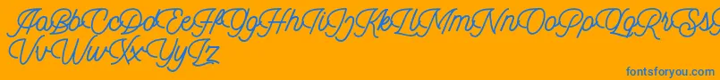 Dingbod script FREE Font – Blue Fonts on Orange Background
