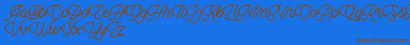 Dingbod script FREE Font – Brown Fonts on Blue Background