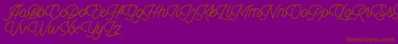 Dingbod script FREE-Schriftart – Braune Schriften auf violettem Hintergrund