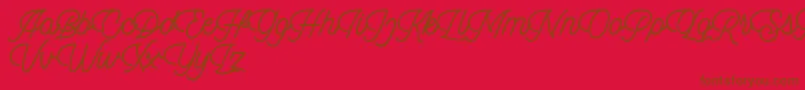 Dingbod script FREE Font – Brown Fonts on Red Background