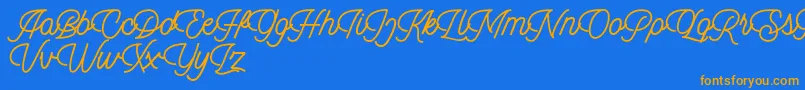 Dingbod script FREE Font – Orange Fonts on Blue Background