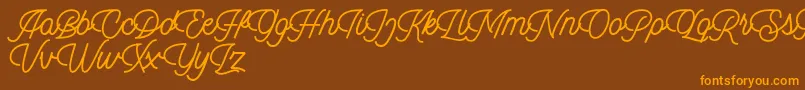 Dingbod script FREE Font – Orange Fonts on Brown Background