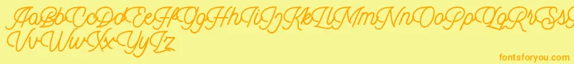 Dingbod script FREE Font – Orange Fonts on Yellow Background