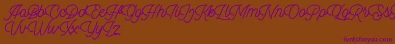 Dingbod script FREE-fontti – violetit fontit ruskealla taustalla
