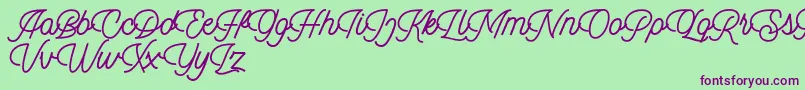 フォントDingbod script FREE – 緑の背景に紫のフォント