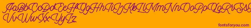Dingbod script FREE Font – Purple Fonts on Orange Background