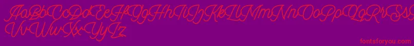Dingbod script FREE Font – Red Fonts on Purple Background