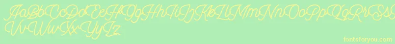 Fonte Dingbod script FREE – fontes amarelas em um fundo verde