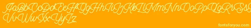 フォントDingbod script FREE – オレンジの背景に黄色の文字