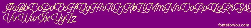 フォントDingbod script FREE – 紫の背景に黄色のフォント