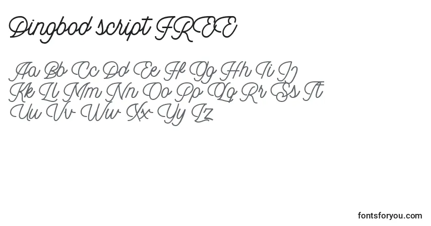 Schriftart Dingbod script FREE (125093) – Alphabet, Zahlen, spezielle Symbole