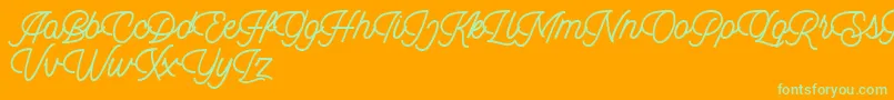 Dingbod script FREE-Schriftart – Grüne Schriften auf orangefarbenem Hintergrund