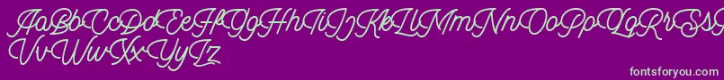 Dingbod script FREE-Schriftart – Grüne Schriften auf violettem Hintergrund