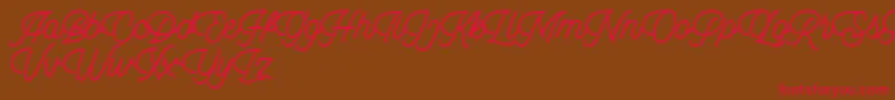 Dingbod script FREE-Schriftart – Rote Schriften auf braunem Hintergrund