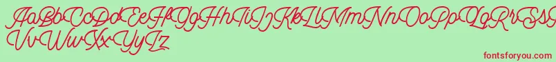 Dingbod script FREE-Schriftart – Rote Schriften auf grünem Hintergrund