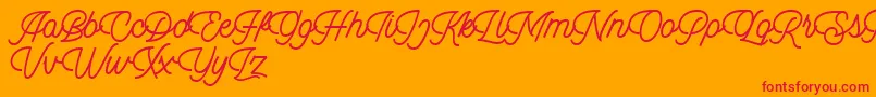 Dingbod script FREE Font – Red Fonts on Orange Background