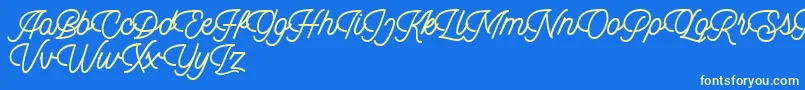 Dingbod script FREE-Schriftart – Gelbe Schriften auf blauem Hintergrund