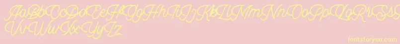 Dingbod script FREE-Schriftart – Gelbe Schriften auf rosa Hintergrund