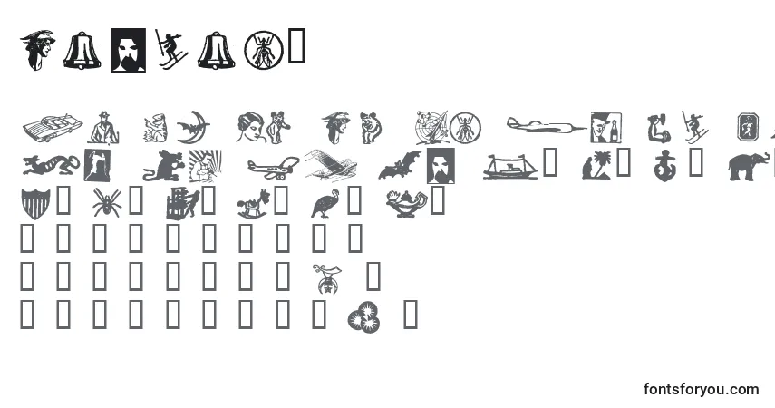 Schriftart Dingies (125097) – Alphabet, Zahlen, spezielle Symbole