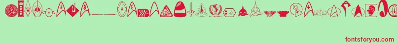 フォントDingTrek II – 赤い文字の緑の背景