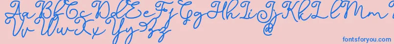 Dinila Script DAFONT-Schriftart – Blaue Schriften auf rosa Hintergrund