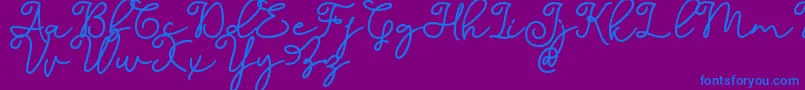 Dinila Script DAFONT Font – Blue Fonts on Purple Background