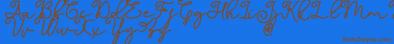 Dinila Script DAFONT Font – Brown Fonts on Blue Background